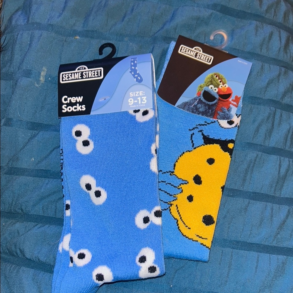 Sesame Street Blue Crew Socks
